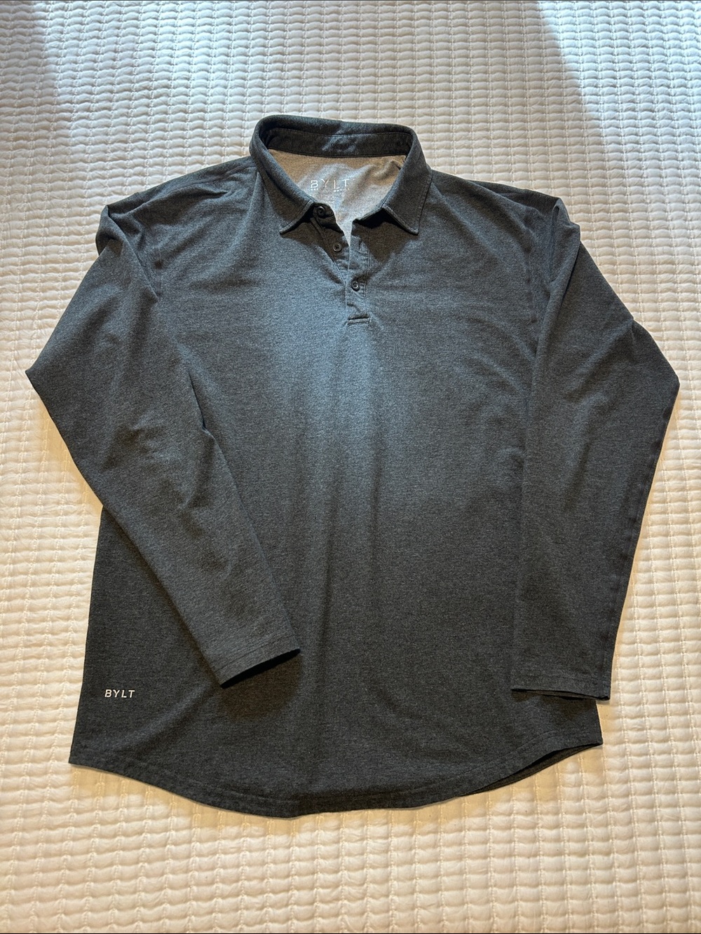 BYLT Basics Charcoal Long Sleeve Polo Large